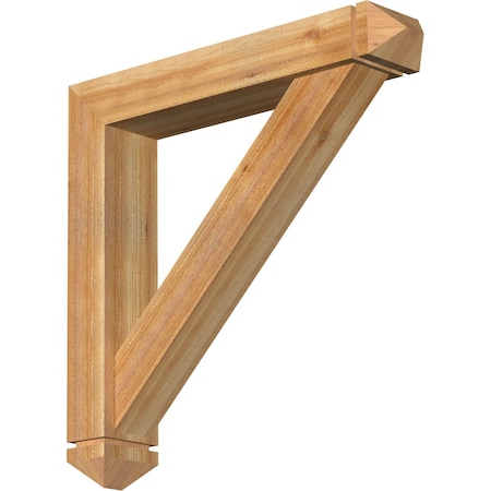 Traditional Arts And Crafts Rough Sawn Bracket W/ Offset Brace, Western Red Cedar, 6W X 32D X 32H